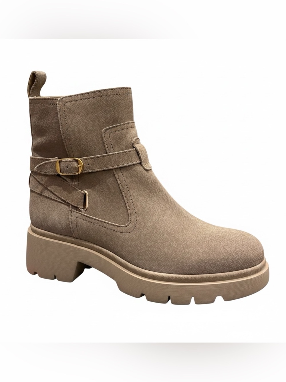 Steve Madden Colletta Suede Taupe Chunky Ankle Boots